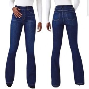 Spanx Flare Jeans Size XL Dark Wash Blue Pull On